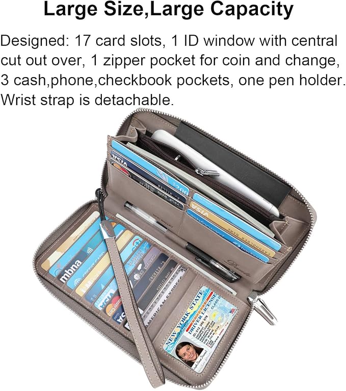 Small Compact Women Wallet RFID Blocking Genuine Leather Bifold Purse with ID Windows - Image 3