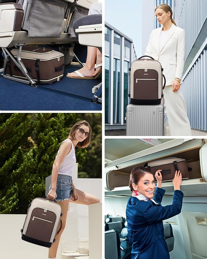 LOVEVOOK Large Travel Backpack for Women, TSA Carry on Backpack for Airplanes, 40L Personal Item Travel Bag for Women fits 17" Laptop,Waterproof Carry on Bag Airplane Approved with 3 Packing Cubes - Image 2