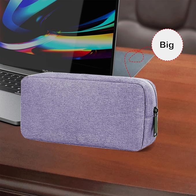 CAAORDKSO Electronics Organizer Travel Case, Water Resistant Cable Organizer Bag for Cable, Cord, Charger, Phone, Power Bank, Earphone, Electronics Accessories (Big-Purple) - Image 5