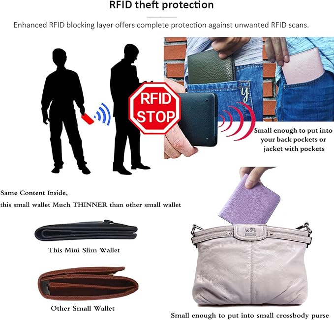 Small Leather Wallet for Women, Ladies Credit Card Holder RFID Blocking Women's Mini Bifold Pocket Purse - Image 4