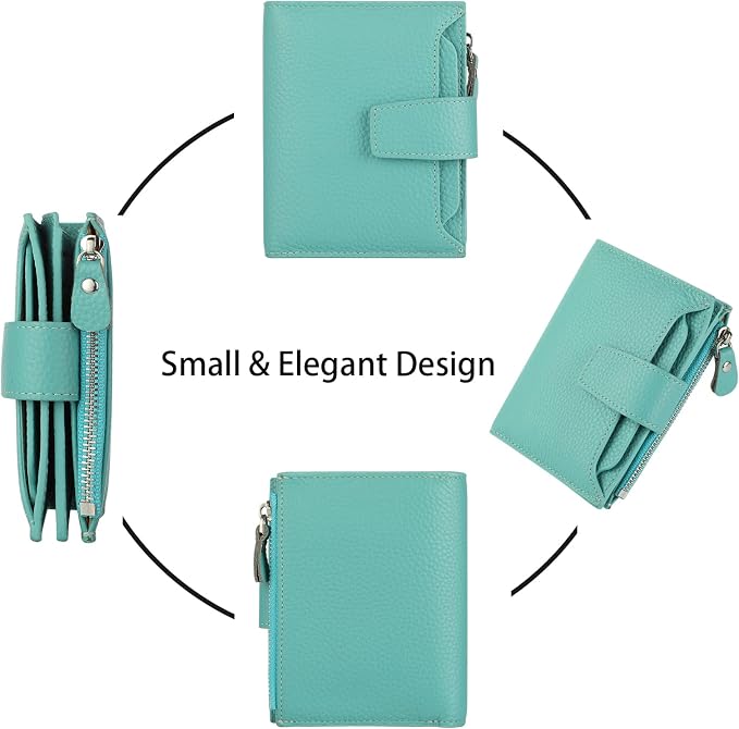 Small Compact Women Wallet RFID Blocking Genuine Leather Bifold Purse with ID Windows - Image 3