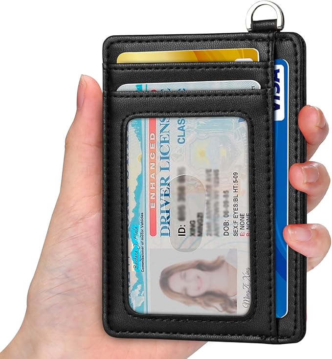 Slim Minimalist Front Pocket Wallet, RFID Blocking Credit Card Holder Wallet with Detachable D-Shackle for Men Women - Image 2