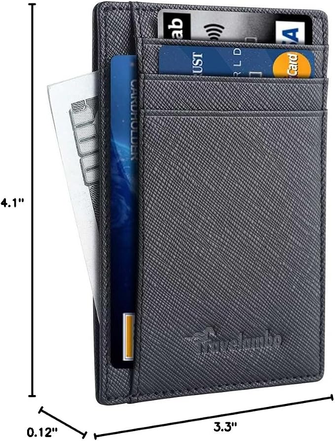Travelambo Slim Wallet Front Pocket Minimalist Leather RFID Blocking Medium Size - Image 10