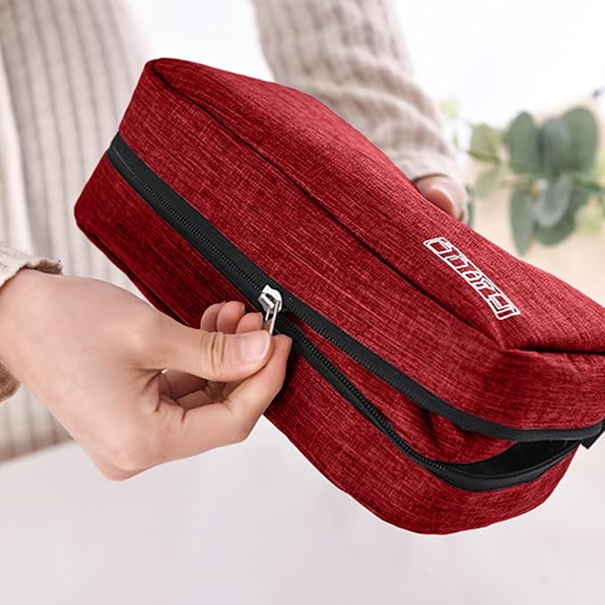 Travel toilet bag is used to store toiletries, Suitable for short-term travel use hanging toilet bag (Burgundy) - Image 8