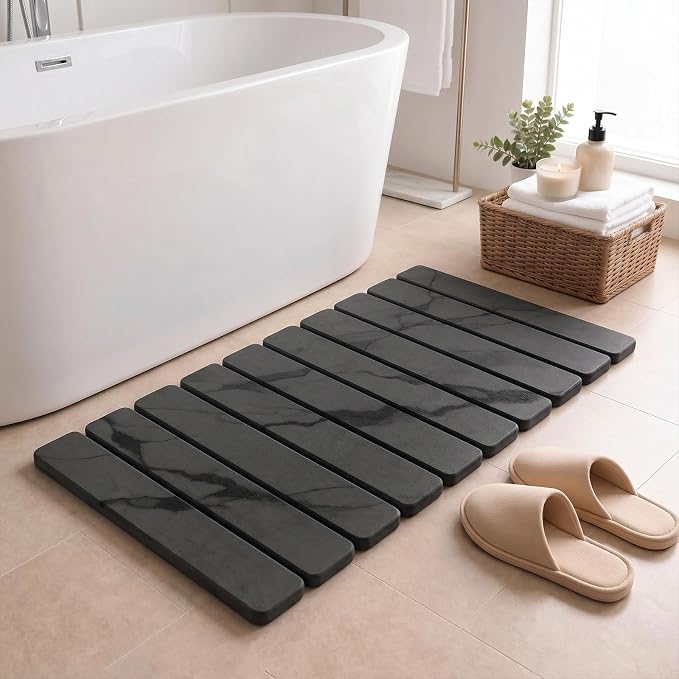 Large Stone Dish Drying Mat for Kitchen Counter, Quick Dry Stone Dishes/Bath Mats,Foldable Water Absorbing Diatomaceous Earth Drying Organizer Pad for Plate Rack Bottles Utensils(Dark Gray 24"×16") - Image 9