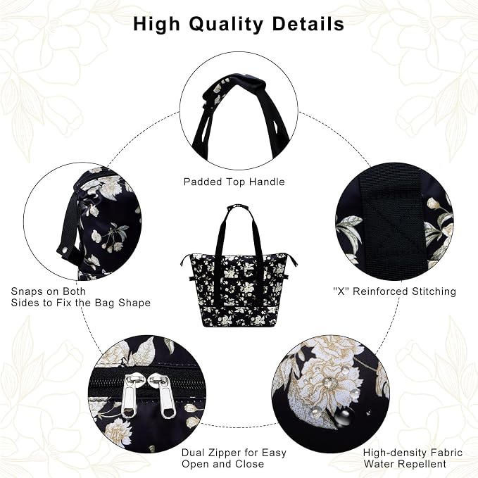 Expandable Duffel Bag for Women with Trolley Sleeve/Wet Pocket Weekender Travel Tote Large Carry On Overnight Luggage - Image 5