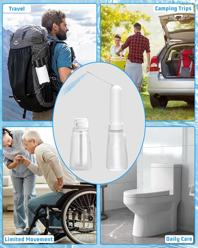 Portable Bidet for Travel with 400ml Bottle, 3 Pressure Modes | Rechargeable Electric Travel Bidet, Waterproof Handheld Bidet Sprayer for Women Men Baby Cleaning - Image 8