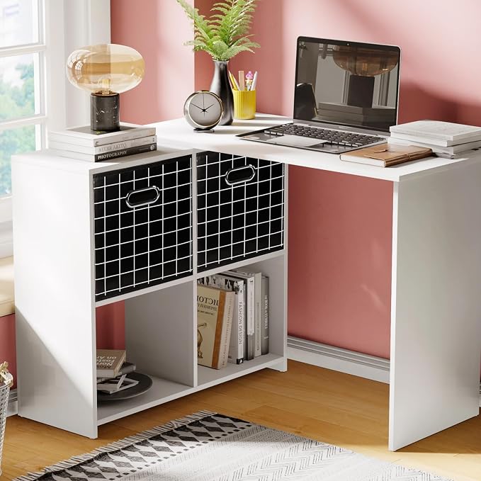 Yunkeeeper storage bins Cubes, Fabric Cube Organizer with Handle, Foldable Cube Bins for Cloth or Accessary Storage, 11x11x11, Set of 6, (Black grid) - Image 5