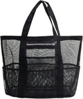 Mesh Beach Tote Bag Large Capacity Pool Gym Laundry Tote Foldable with Pockets Lightweight Travel Bag by HEROWORLD