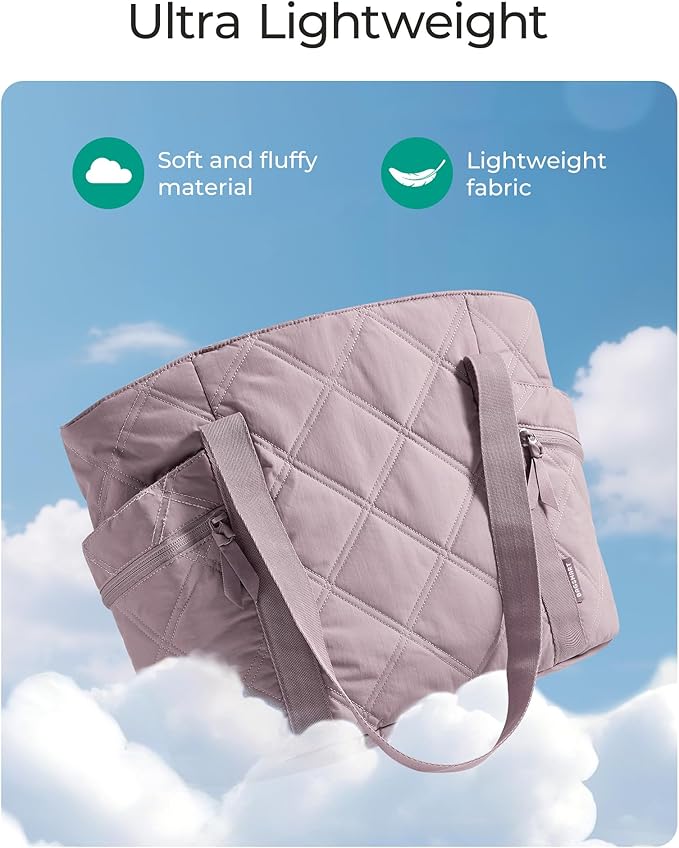 BAGSMART Crush Tote Bag for Women, 20L Puffer Work Tote with Zipper | Quilted Nurse Hospital Bag For Travel College Gym - Image 6