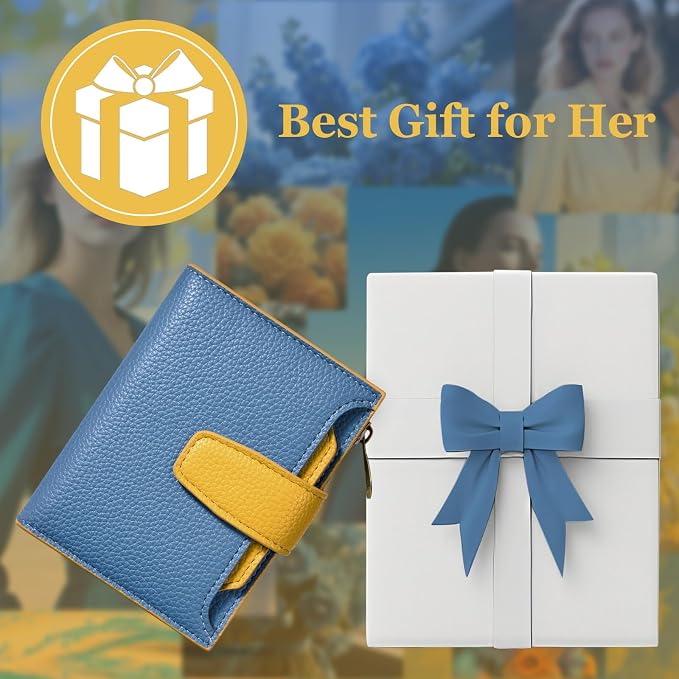 Small Wallet Women RFID Blocking Soft Leather Bifold Compact Card Holder Wallet for Women with Zipper Coin Pocket 4 ID Window - Image 7