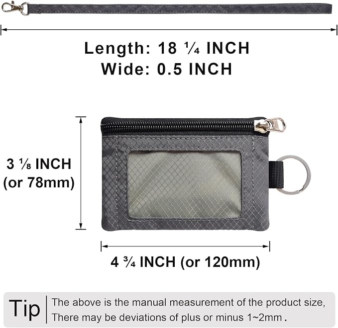 CHENSPRX Minimalist RFID Blocking Small Wallet with ID Window,WaterResistant Zip Id Case Wallet with Lanyard Keychain for Cards,Cash,Travel,Women,Men - Image 5