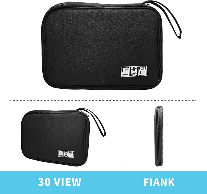 Lcsmaokin Electronics Organizer Travel Case,Electronic Accessories Storage Bag,Portable Waterproof Cable Organizer Bag,with 5 Cable Ties，for Travel,Work-Black - Image 6