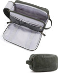 BAGSMART Medium Toiletry Bag for Men, PU Leather Water Resistant, Green | High-gloss, Travel Bag for Toiletries, Dopp Kit, Shaving Bag for Bathroom Shower by BAGSMART