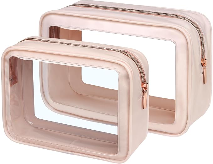 Clear Makeup Bag Foldable - TSA Approved Toiletry Bag for Travel | Metal Zipper, Reinforced Seam, Water Resistant, Medium for Carry-on, Large for Checked Luggage, for Car Storage Organizer by Packism
