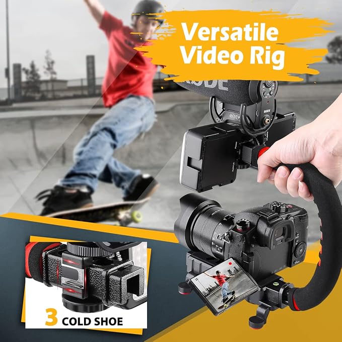 Zeadio Camera Smartphone Stabilizer, Handle Grip Handheld Video Rig, Compatibility with All Camera, Camcorder, Action Camera, DSLR and for All iPhone and Android Smartphones - Image 4