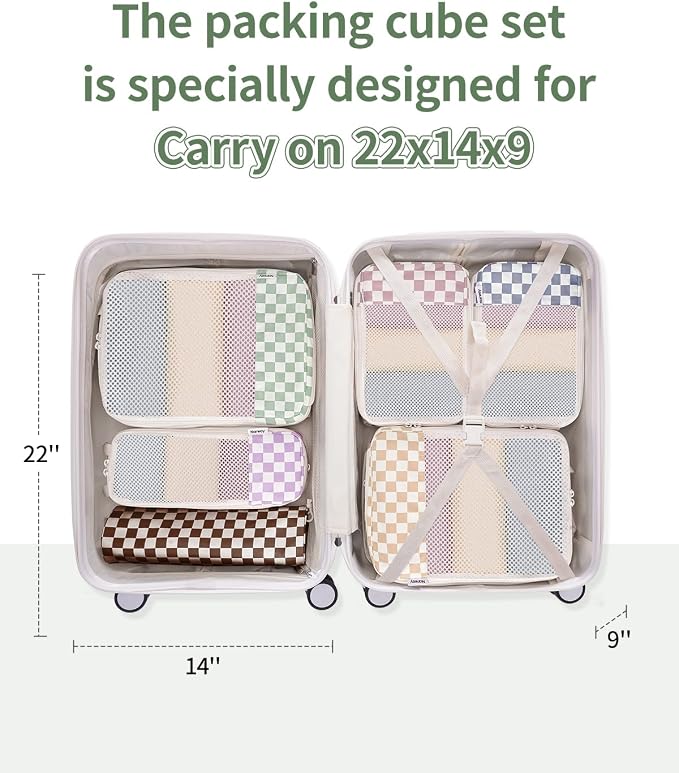 Narwey 6 Set Compression Packing Cubes for Travel Women Men, Travel Cubes for Carry On Suitcase, Durable Compression Luggage Organizer Bags - Image 2