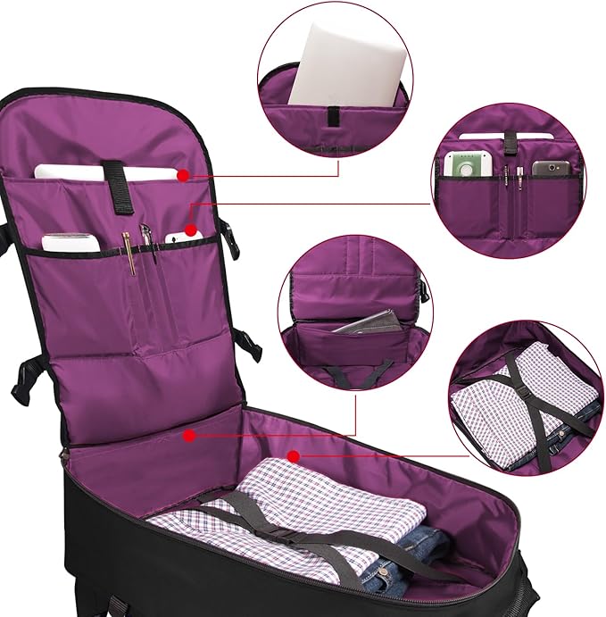 Lightweight Travel Backpack Hiking Daypack Laptop Bookbag, 17L Carry-on Personal Item Weekender Overnight Bag Unisex, All Black - Image 3