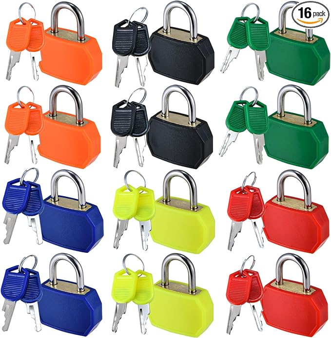 smilixin 12 PCS Suitcase Locks with Keys,Small Locks with Keys,6 Colors | Metal Luggage Padlocks with Key,Lock Luggage Locks Mini Keyed Padlock for Backpack Boxes Laptop Bag School Gym Locker,28 mm by smilixin