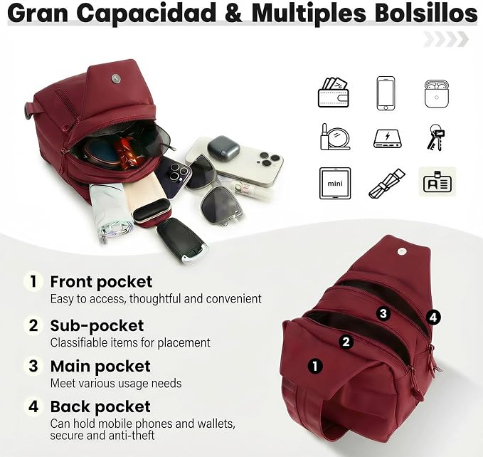 Waterproof 2-Way Mini Commuter Bag, Multi-Compartment Oxford Small Backpack, For Women, Collegeman, Commuter, Travel with Anti-Theft,Three in One Multifunctional Convertible Design (Orange) - Image 5