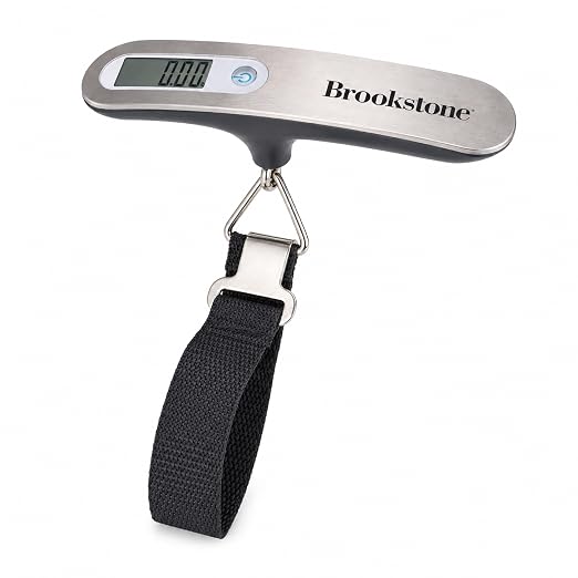 Brookstone Digital Luggage Scale, Compact Handheld, Portable | Quick Accurate Readings on the Go, Durable Strap and Hook System Attaches to Bags, Clear Display, Rechargeable for Trips by Unknown