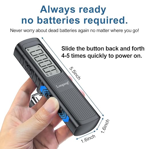 Battery-Free Digital Luggage Scale, 110lbs/50kg Portable Handheld Hanging Scale for Luggages, Suitcases, Backpacks & Bags, Easy Weighing for Travel, No Need Batteries (Black) - Image 3