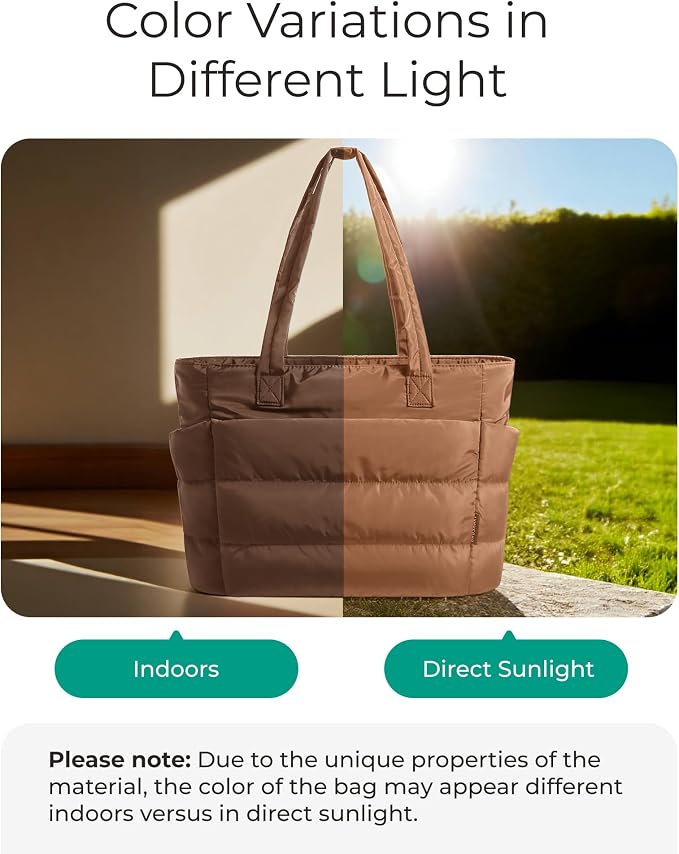 BAGSMART Tote Bag for Women, Lightweight Puffy Tote Bag with Compartments Shoulder Bag Handbag for Travel, Work, Gym | Lightweight - Image 4