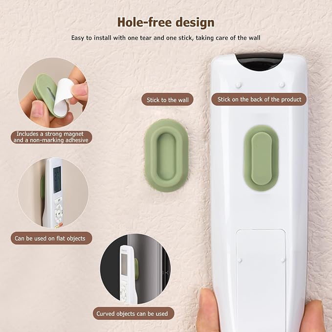 XYOFUN Magnetic Remote Control Holder Wall Mount - 4 Pcs White | No Drill Self-Adhesive Organizer, For Air Conditioner & TV Remotes, Storage Caddy for Televisions Backside - Image 7