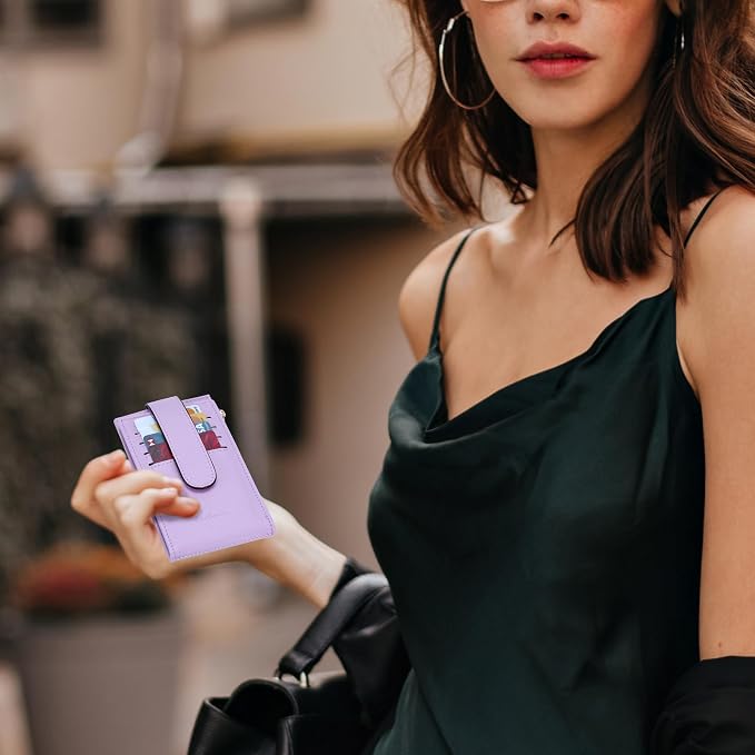 Chelmon Women's RFID Slim Card Holder Wallet | Thin Bifold Multi Card Case with Zipper Coin Pocket Purse for Women(Light Purple) - Image 7
