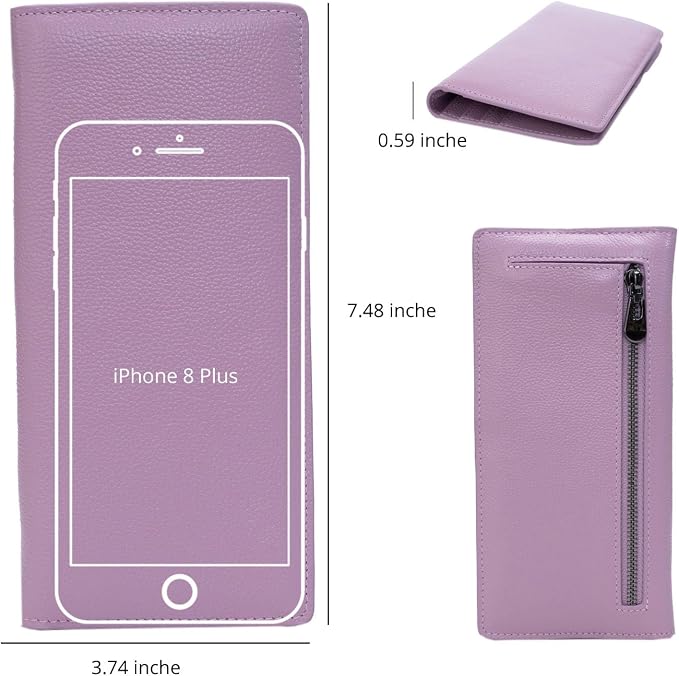 Bveyzi Ultra Slim Thin Leather RFID Blocking Credit Card Holder Bifold Clutch Wallets for Women - Image 5
