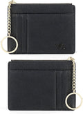 Valentoria Slim RFID Blocking Card Holder Small Pocket Wallet Keychian Zipper Coin Purse Mini Cash & Coin & Cards Case for Women Men | Slim by VALENTORIA