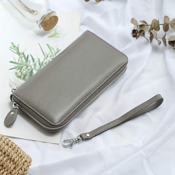 Moflycom Womens Wallet RFID Blocking Genuine Leather Zip Around Wallet Clutch Wristlet Travel Long Purse for Women - Image 6