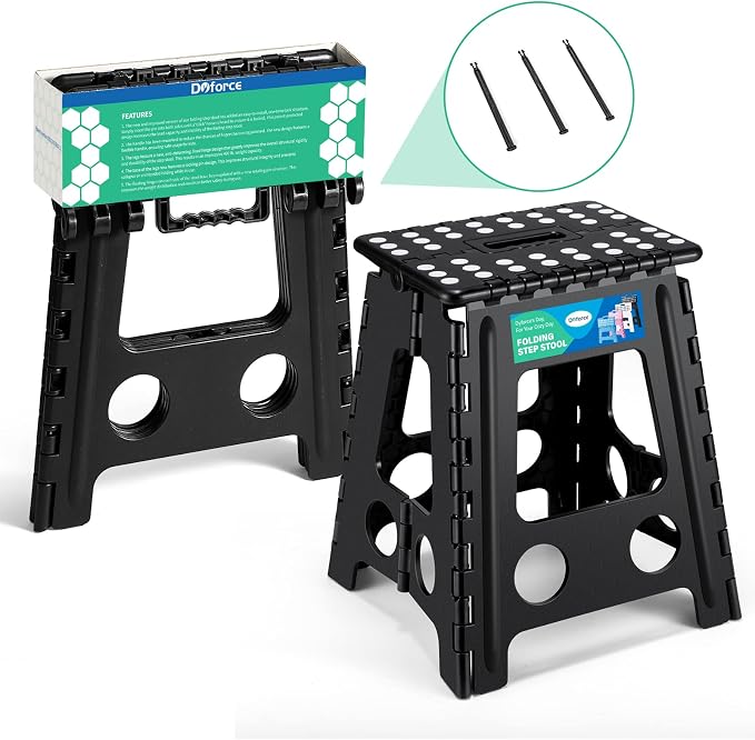 Dyforce Folding Step Stool 16 Inch,400lbs Foldable Step Stool for Adults | Step Stool Foldable Black,Non-Slip Plastic Stepping Stool with Carry Handle,Lightweight for Bathroom Kitchen Bedroom Garden - Image 8