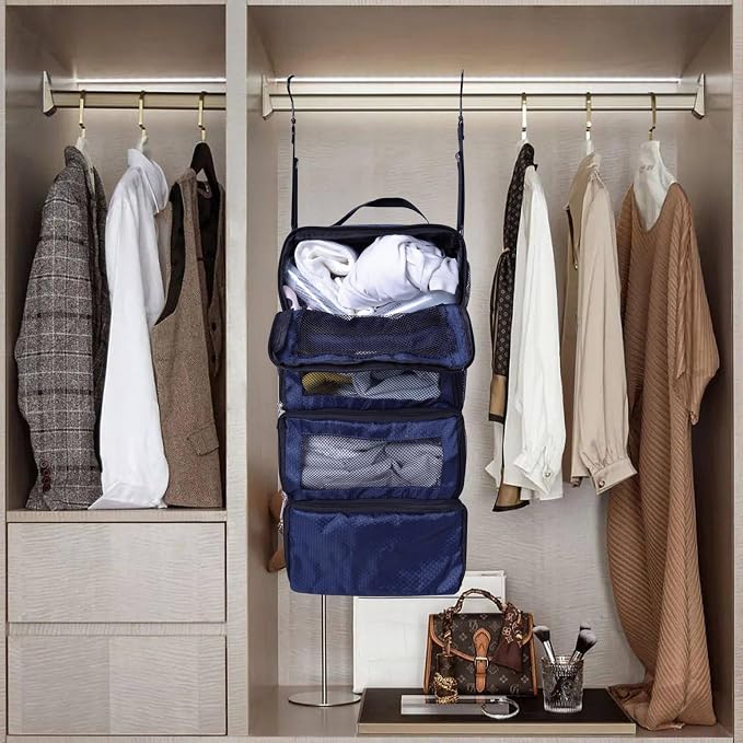 Olosar Suitcase Organizer, Travel Luggage Organizer Portable Hanging Travel Shelves Collapsible Hanging Packing Cubes for Carry on Suitcase - Image 6