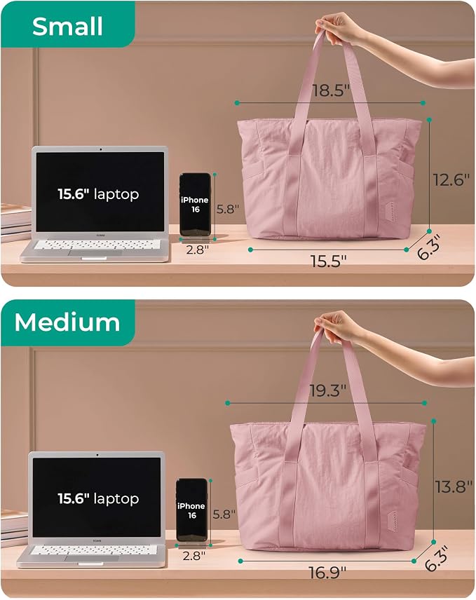 BAGSMART Tote Bag for Women, Tote Bag with Zipper Work Tote with Compartments Nurse Shoulder Hanbag for Travel, Gym - Image 4