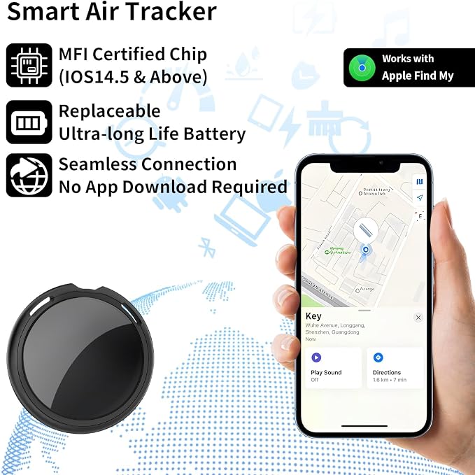 GPS Tracker for Vehicles No Subscription Works with Find My(iOS Only)Hidden | Magnetic Case Mini Car Locator Real-Time Global Tracking Device for Vehicles Motorcycles Waterproof Key Finder No Monthly Fee - Image 4