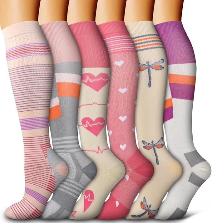 6 Pack Copper Compression Socks for Women and Men Circulation-Best Support for Medical,Running,Nursing,Athletic by Bluemaple