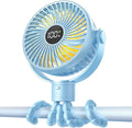 Coohea Portable Stroller Fan, 25H Long-lasting, 4 Speed, Night Light, Blue | 4000mAh Rechargeable Battery Powered Fan, Head Detachable 360° Rotate Mini Fan, Easy to Wrap for Car Seat Crib Bike Treadmill by Coohea