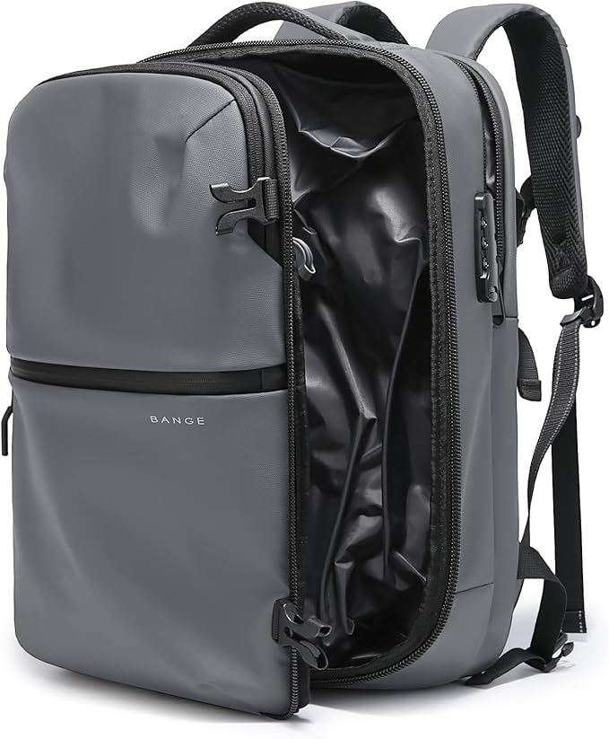 BANGE Travel Backpack with Vacuum Pocket and TSA lock version can hold 15.6 inch Laptop suitable Overnight Flight Approved Anti-theft Bag by BANGE