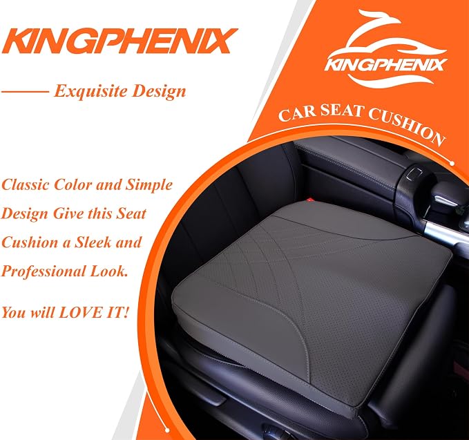 kingphenix Memory Foam Car Seat Cushion for Driving Comfort and Office Use | Coccyx and Lower Back Pressure Relief, Non-Slip Seat Cushion for Car, Truck, SUV, Long Drives and Office Chair, Dark Gray - Image 9