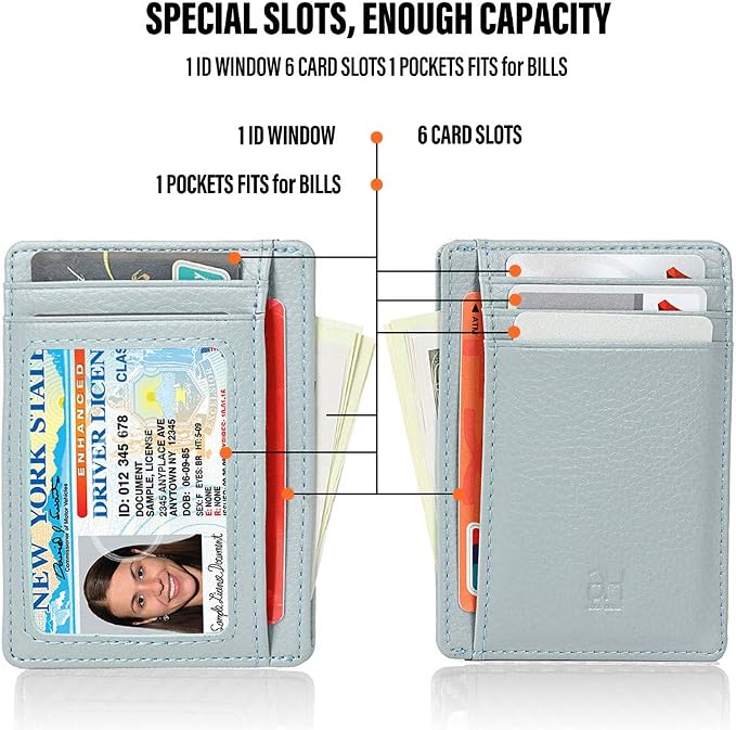 GH GOLD HORSE Slim RFID Blocking Card Holder Minimalist Leather Front Pocket Wallet for Women | Slim - Image 5
