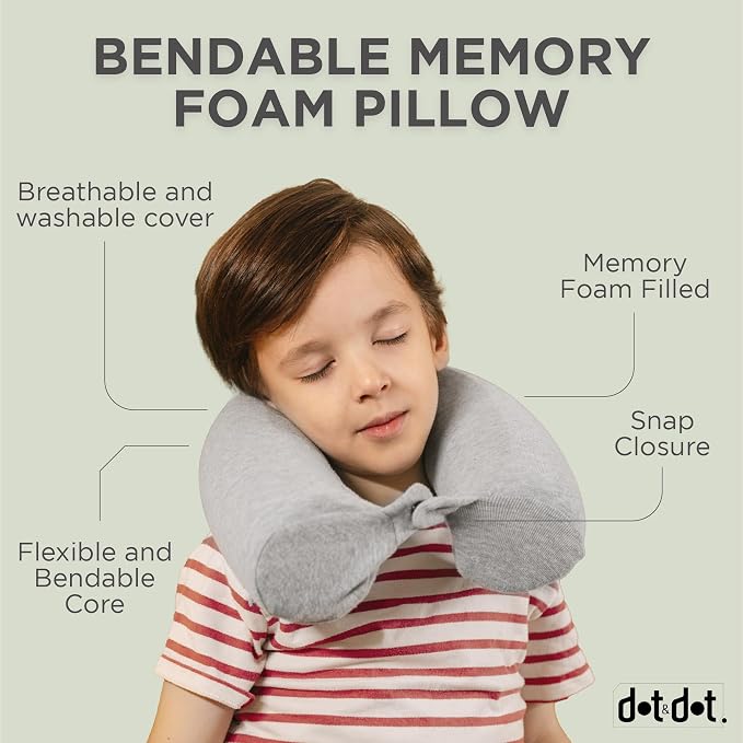 Dot&Dot Twist Memory Foam Kids Travel Pillow, Bendable Neck Pillow for Airplane, Car and Home, 23-Inch Adjustable Roll with Washable Cotton Cover - Image 6