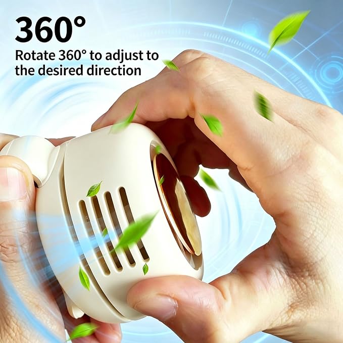 2026 New Portable silent mini bladeless fan 3-speed clip-on fan 360° rotatable suitable for outdoor, travel and office use, travel accessory (white) - Image 8