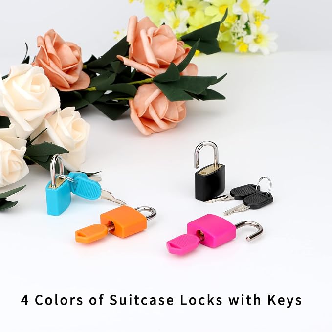 4 Pcs Suitcase Locks with Keys Multicolor Mini Keyed Padlock Febwind Metal Padlock Luggage Padlocks Plastic-Covered Copper Keyed Padlock for Suitcase, Backpack, Boxes, Laptop Bag - Image 7