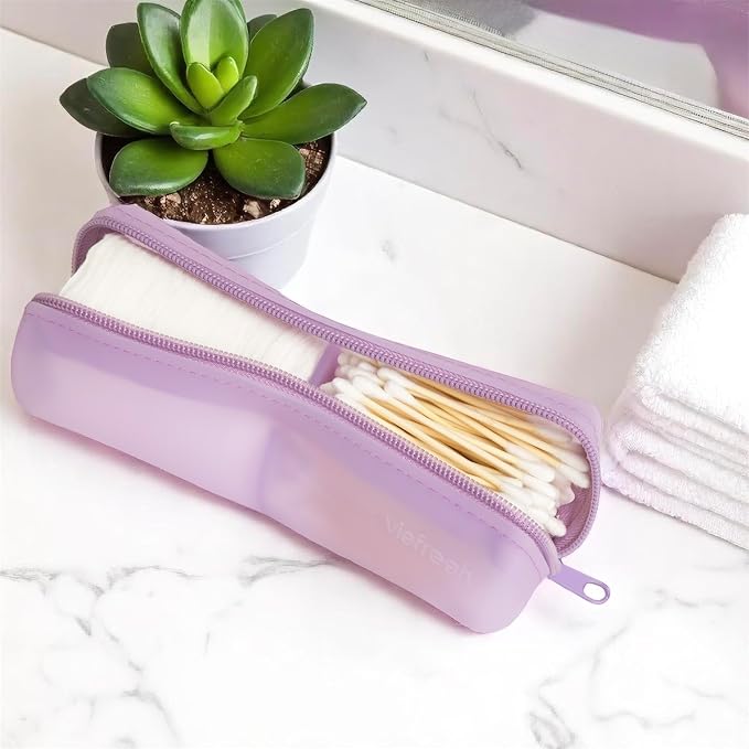 Cotton Round Swab Travel Case, 2-in-1 Beauty Organizer, (Purple) - Image 3