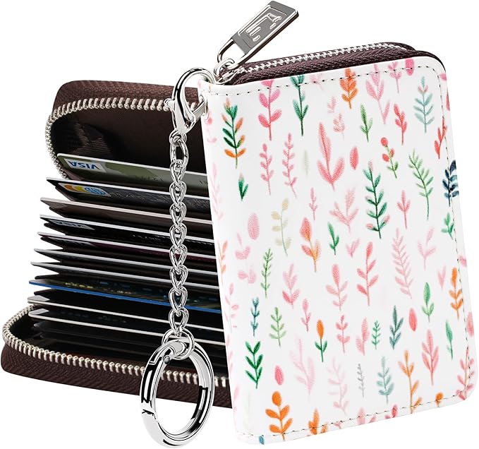 FurArt Zipper Wallet Women RFID Credit Card Holder keychain Wallet | ID Window RFID Blocking Compact Small business 15/16 slots by FurArt
