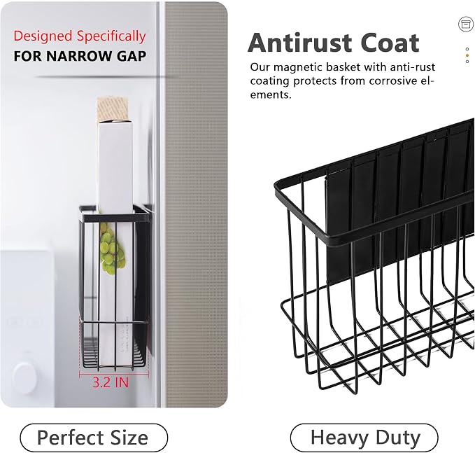 Magnetic Shelf Fridge Basket Bin for Washer Dryer Locker Whiteboard Cabinet | No Drilling No Assembly, Reusable Magnet Organizer Kitchen Laundry Storage Rack Container Holder Home Office Classroom - Image 5