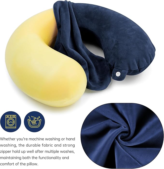 2 Packs Travel Neck Pillow Cover, Reusable U Shaped Neck Pillow Washable Soft Smooth Airplane Pillow Cover (Only Pillow Covers,No Filler) - Image 4