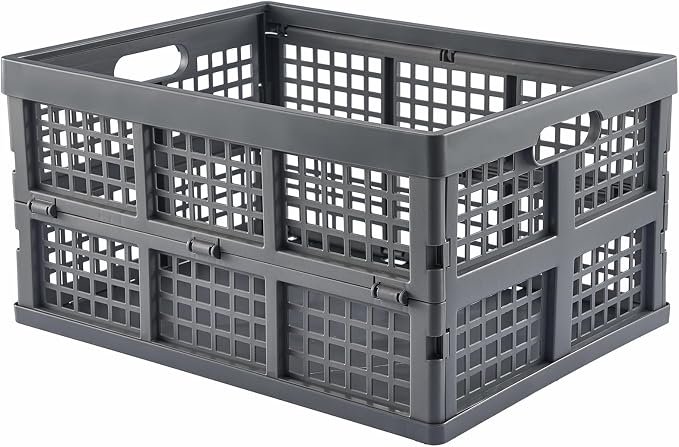 Aebeky 3-Pack Plastic Collapsible Storage Crates-30L,Foldable Plastic Crates for Storage (Gray) - Image 2