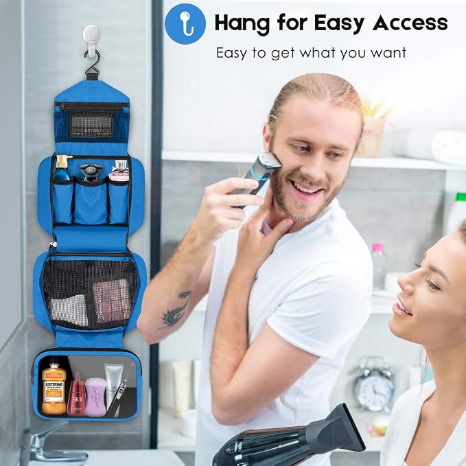 Travel Toiletry Bag for Women, Dopp Kit for Men, Waterproof Makeup Bag Shaving Bag with Hanging Hook, Portable Toiletry Organizer for Traveling and Camping - Image 4